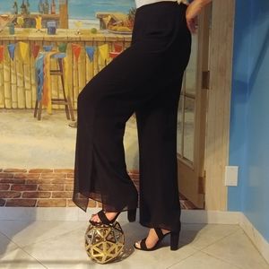 Alberto Makali Vtg sheer side slit high waist pant